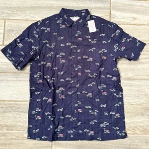 Kahala blue vintage cars short sleeve button down